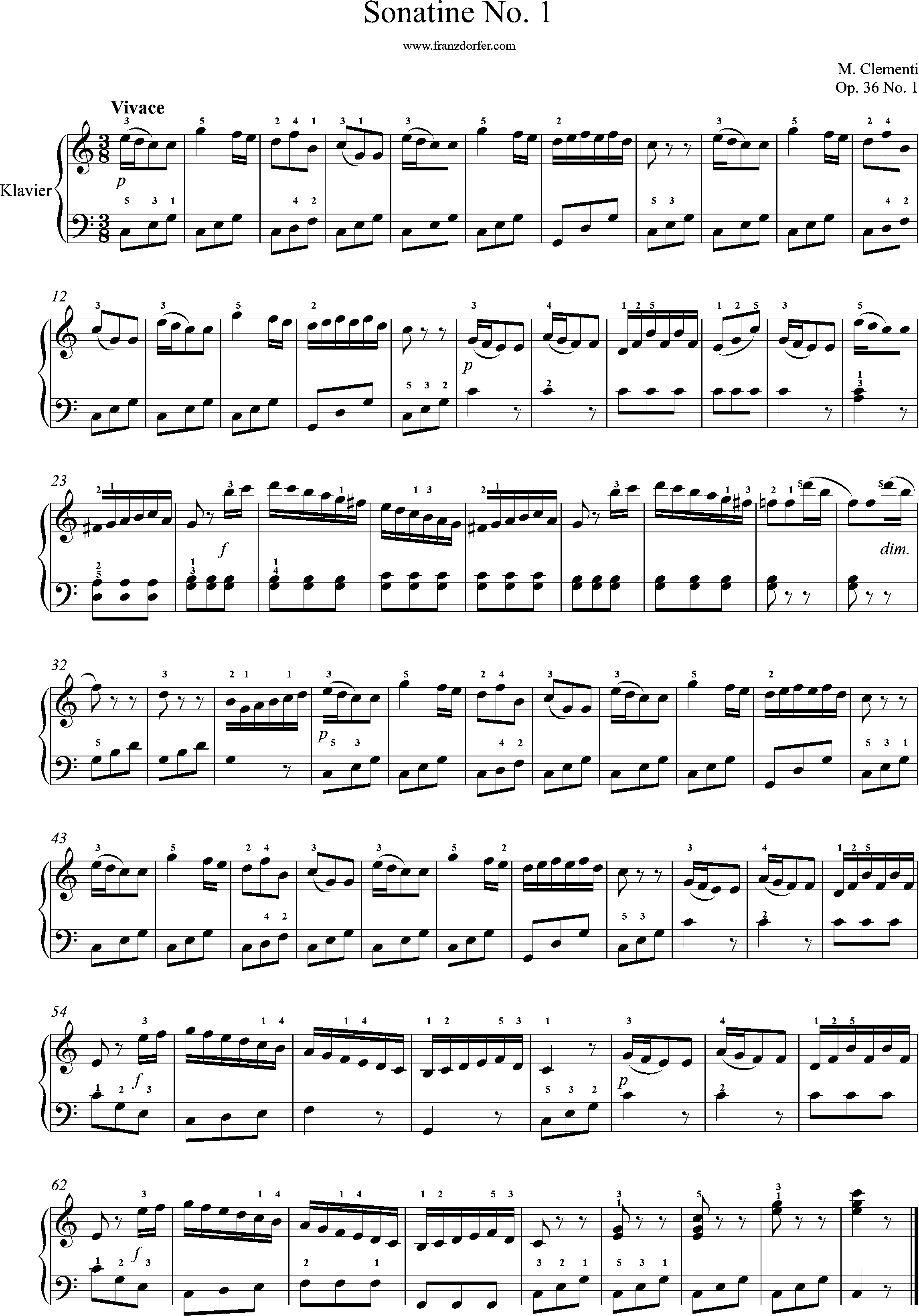 Vivace, op. 36 Sonatine 1, Clementi